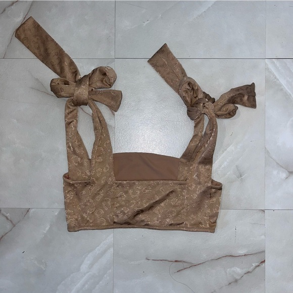 LPA X Revolve Iris Bikini Top Nude Leopard Size XS Extra Small - Picture 3 of 4
